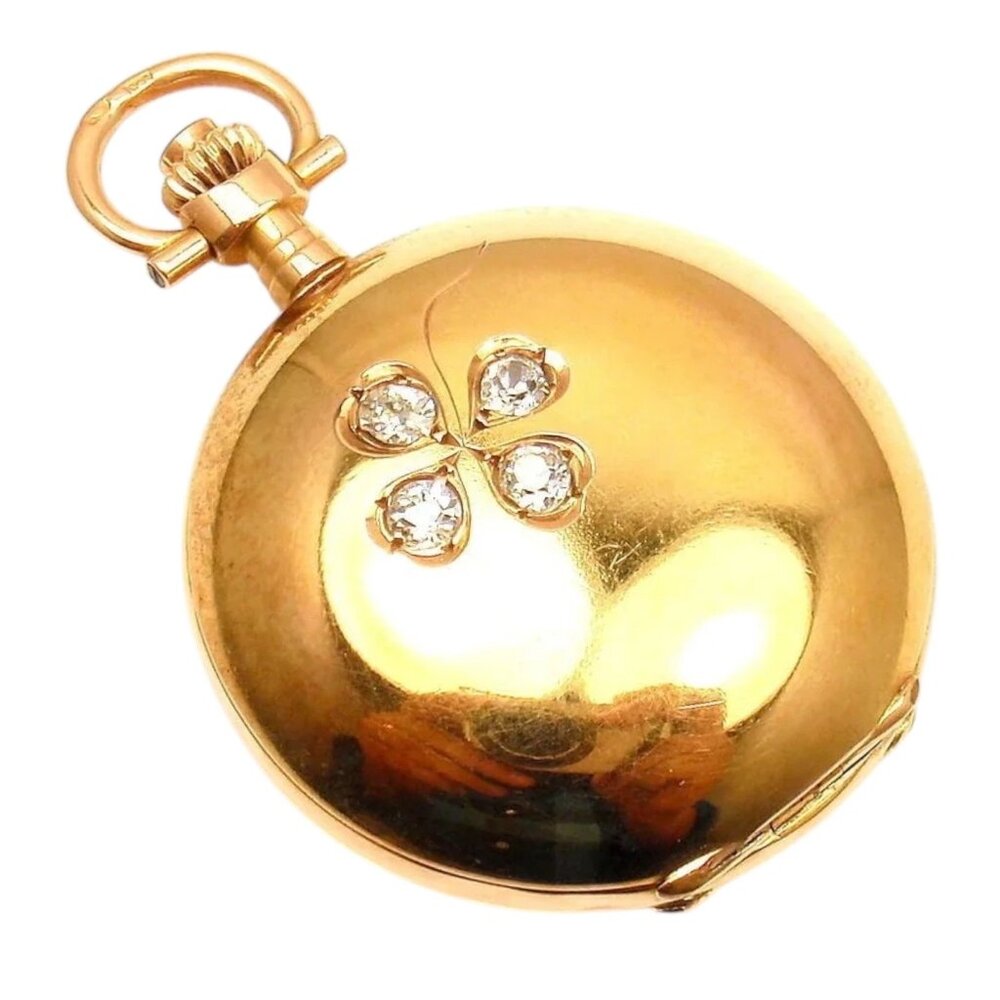 Vintage! Swiss Yellow Gold Diamond Ladies Pocket Watch High Grade Movement